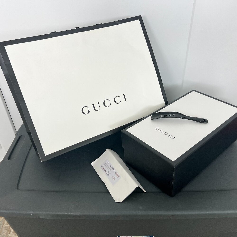 Gucci Packaging:  Large Shoebox, Large Shopping Bag, and Shoe Horn
